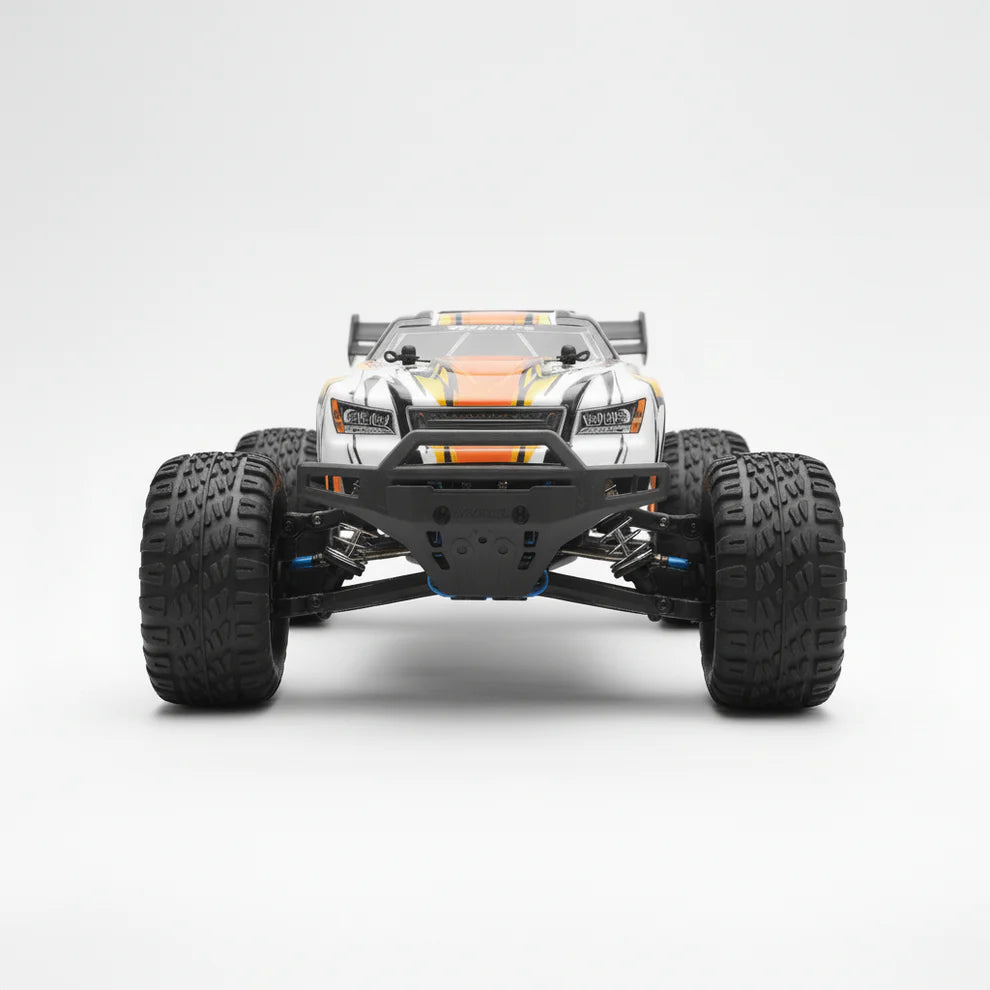 Truggy Impact Vector vu de face, châssis et suspensions à long débattement